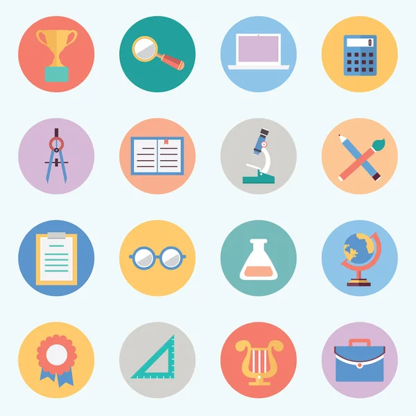 Flat education icons. Science and knowledge — Stock Vector