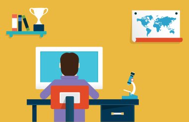 vektör düz online öğrenme kavramı. Eğitim ve bilim