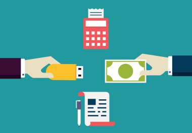 e-commece vektör kavramı. freelancer müşterinin ödeme 