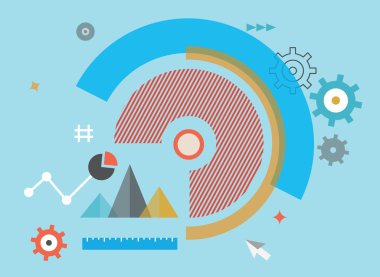 analytics bilgi ve süreç geliştirme düz vektör çizim 