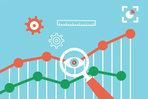 Düz vektör web analytics bilgiler ve geliştirme kavramı — Stok Vektör