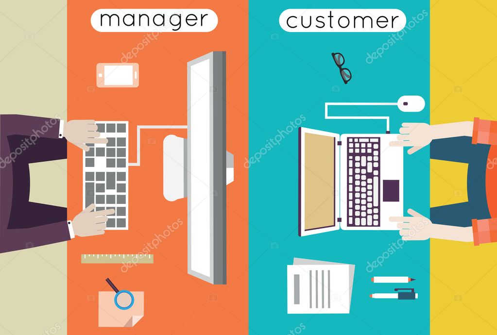  Vector illustration of customer relationship management. Business and development