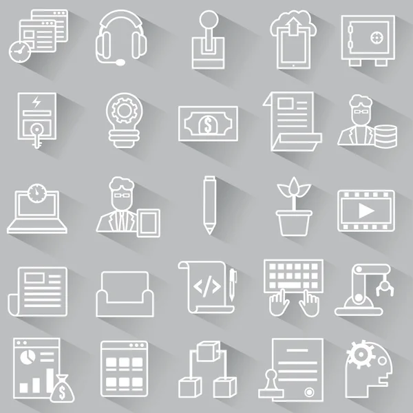 Set of vector business outline icons with shadow — Stock Vector