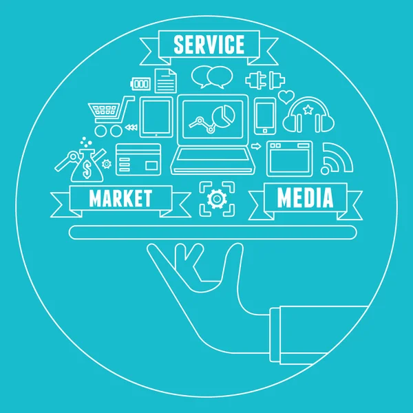 Linienkonzept des Media Market Service — Stockvektor