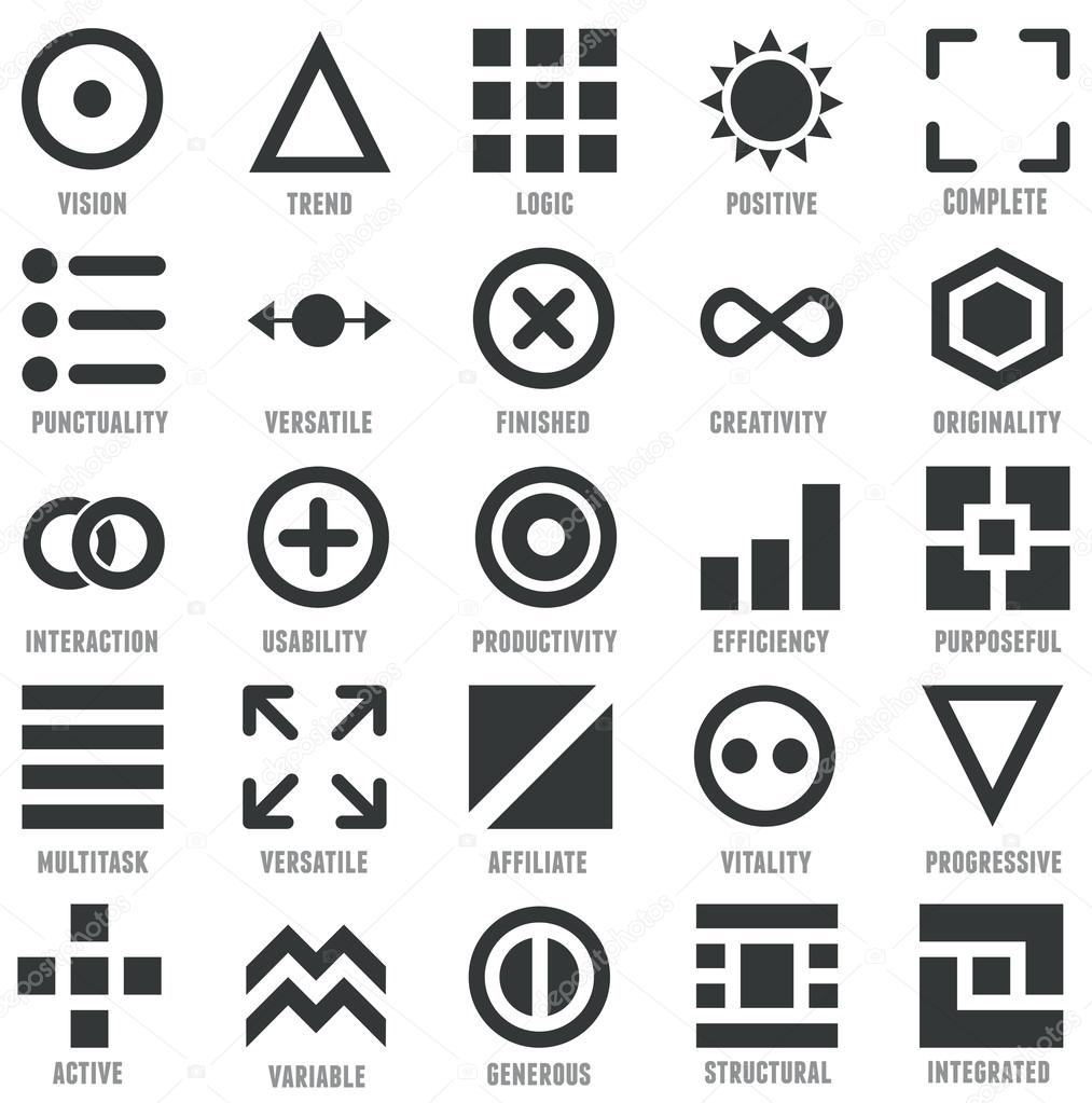 Set of geometric icons as symbols of human qualities