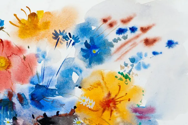 Watercolor painting of l flowers. — Stock Photo, Image