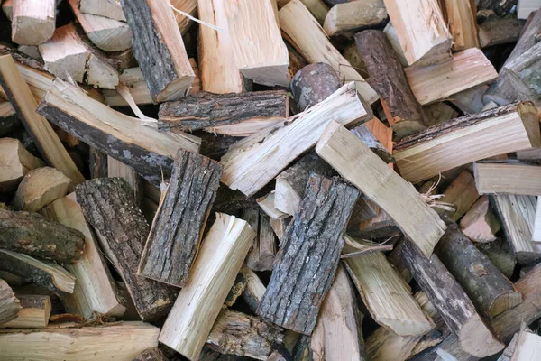Gri Kabuklu Küçük Kahverengi Odun Yığını Uzanır — Stok fotoğraf