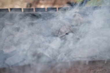 Metal Izgarada Yanan Kömürün Yakın Çekimi