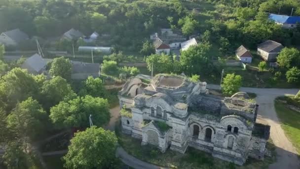 Punto Vista Del Dron Ruinas Antigua Catedral Moldavia República Pohrebea — Vídeos de Stock