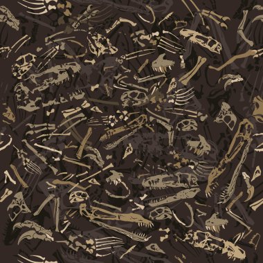 seamless dinosaur bones pattern clipart