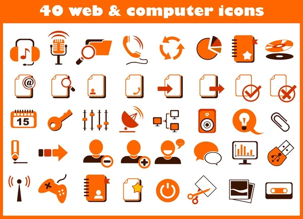 40 иконок в Интернете и компьютере — стоковый вектор