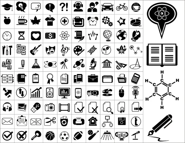 100 education icons — Stock Vector