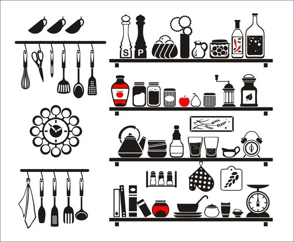 siyah vektör yiyecek ve içecek Icons set