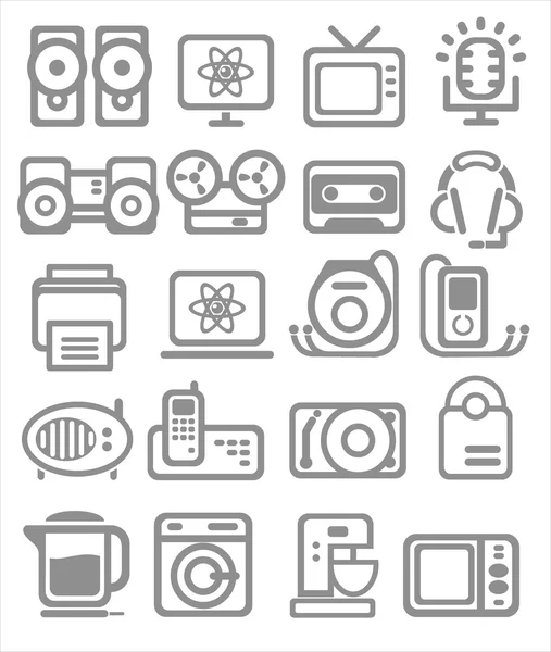 Media and household appliances Icons — Stock Vector