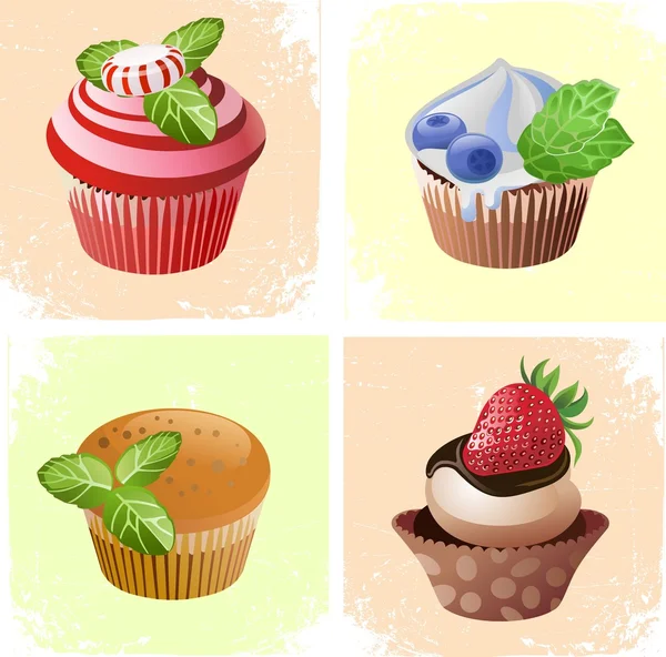 Colorful cupcakes — Stock Vector