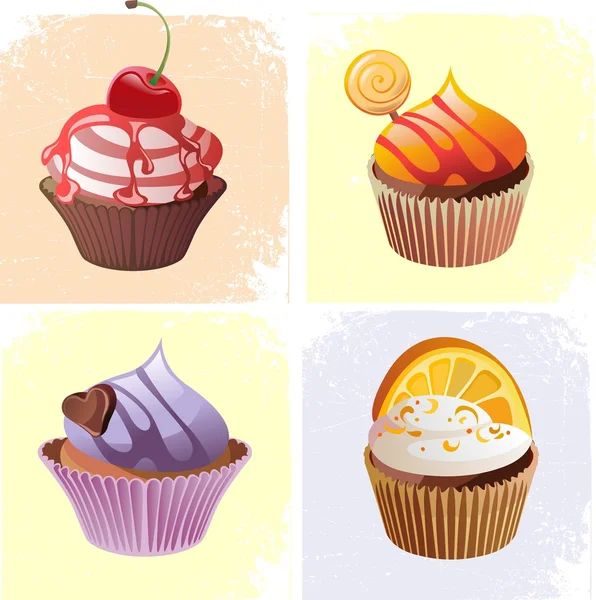 Coloridos cupcakes — Vector de stock