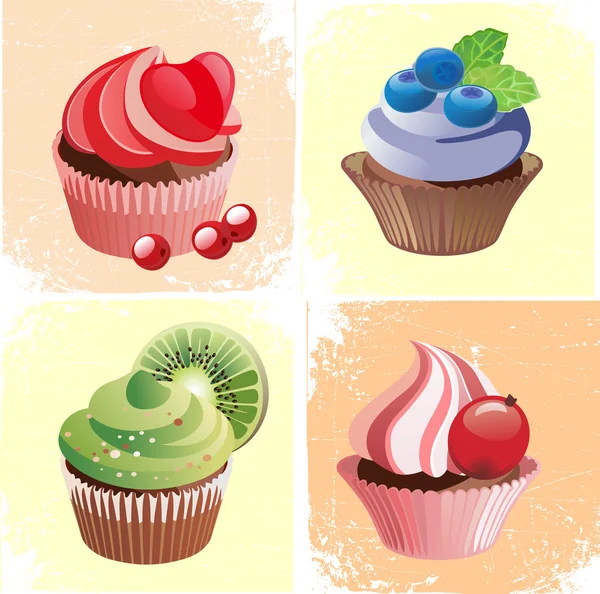 Colorful cupcakes — Stock Vector