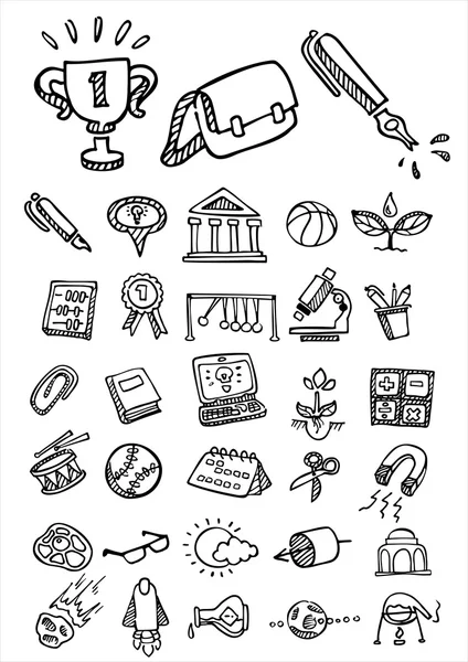 Escuela de Doodle e iconos de la universidad — Archivo Imágenes Vectoriales