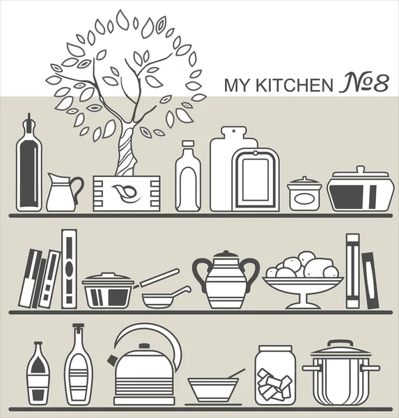 Utensilios de cocina. ilustración vectorial — Vector de stock