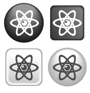 Atom simgesi düğmeleri koleksiyonu