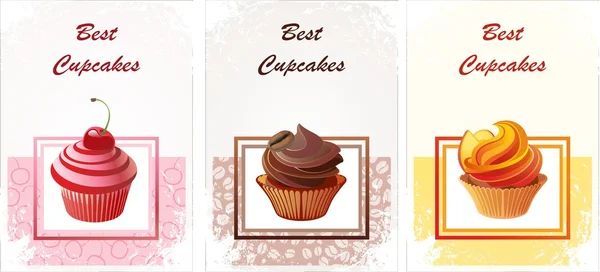 Tarjeta con capcakes — Vector de stock