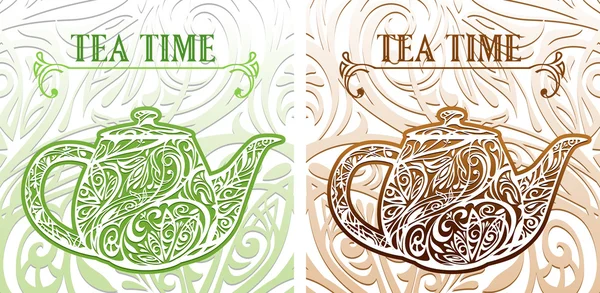 Tea time vector template — Stock Vector