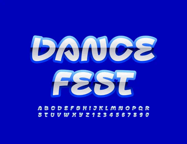 Elegante Banner Dance Fest Vettoriale Carattere Luminoso Giocoso Lettere Numeri — Vettoriale Stock