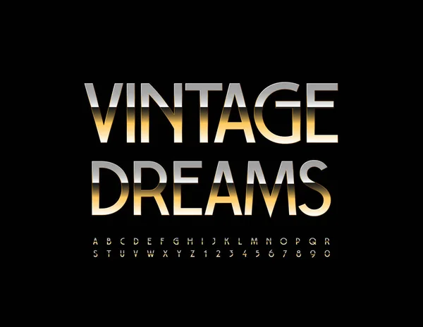 Vektor Lyx Sign Vintage Dreams Elegant Stilren Font Gyllene Uppsättning — Stock vektor