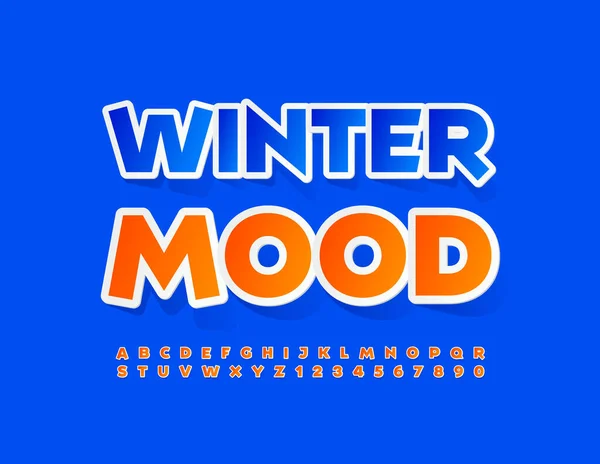 Vector Colorido Emblema Winter Mood Fuente Pegatina Brillante Letras Números — Archivo Imágenes Vectoriales