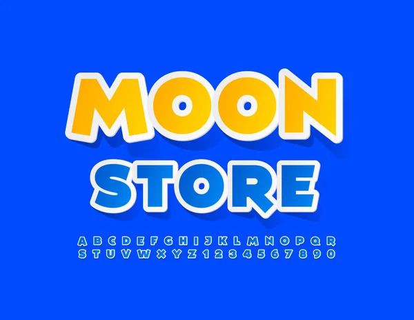Vector Moderner Sign Moon Store Leuchtend Blaue Schrift Kreative Buchstaben — Stockvektor
