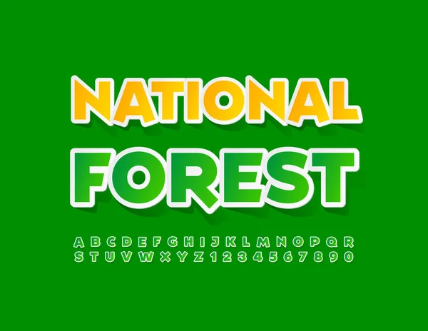 Vektor Berwarna Warni Hutan Nasional Logo Fonta Terang Modern Stiker - Stok Vektor