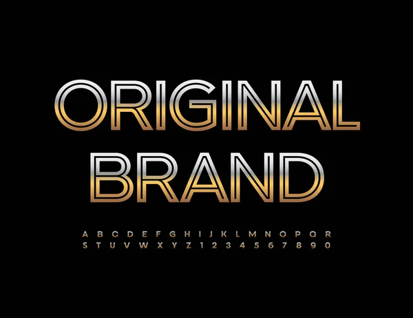 Distintivo Aziendale Vettoriale Original Brand Carattere Creativo Oro Lusso Alfabeto — Vettoriale Stock