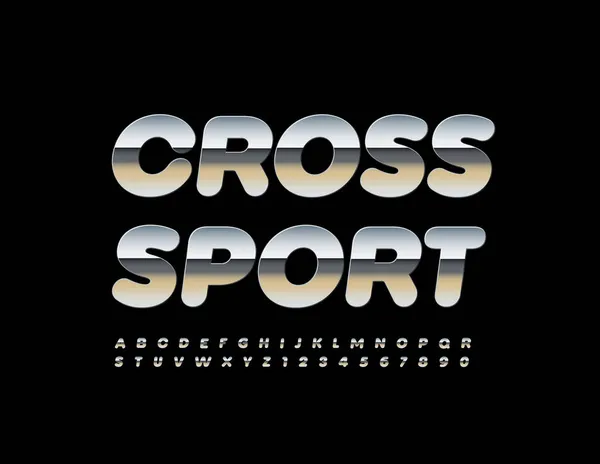 Segno Metallico Vettoriale Cross Sport Font Creativo Moderno Serie Lettere — Vettoriale Stock
