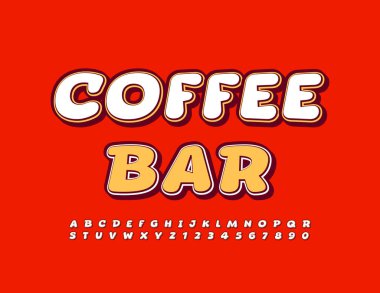 Renkli vektör banner kahve barı. Modern parlak yazı tipi. Yaratıcı Alfabe Harfleri ve Sayıları Ayarlandı