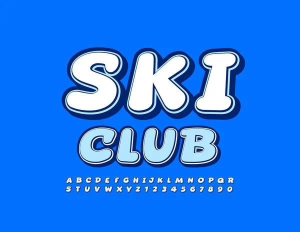 Vector Criativo Sign Ski Club Fonte Brilhante Moda Letras Números — Vetor de Stock