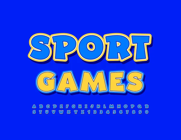 Vector Bright Poster Sport Games Kleurrijke Kids Font Artistieke Alfabetische — Stockvector