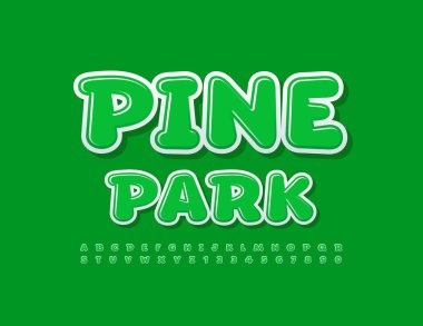 Vector Eco Amblem Pine Park. Parlak Modern Font. Sanatsal Alfabe Harfleri ve Sayıları Ayarlandı