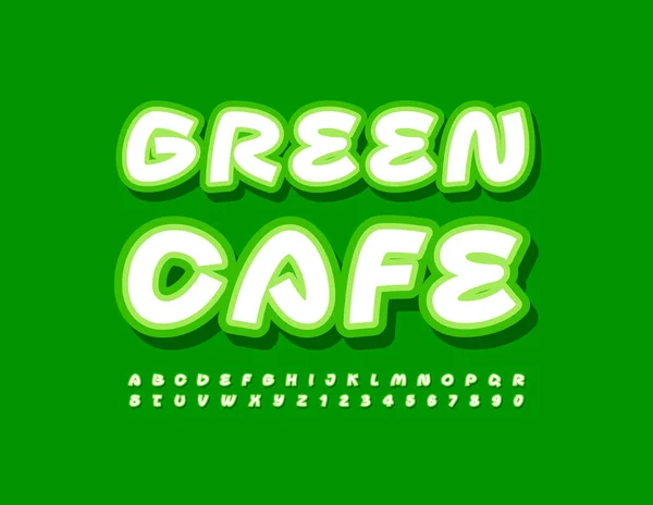 Vector Brillante Logo Green Café Escrito Mano Stylishi Font Letras — Archivo Imágenes Vectoriales
