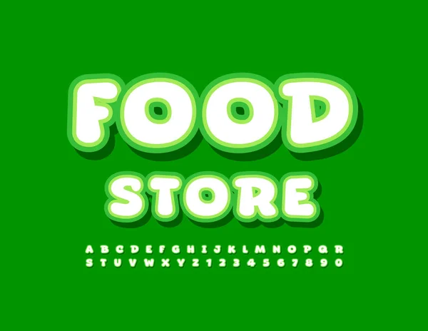 Vector Banner Moderno Food Store Con Pegatina Font Conjunto Letras — Archivo Imágenes Vectoriales