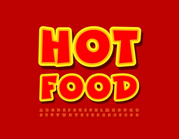 Vector Brillante Banner Hot Food Fuente Única Colores Conjunto Letras — Archivo Imágenes Vectoriales