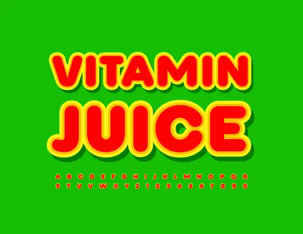 病媒制剂Poster Vitamin Juice 色彩艳丽的字体艺术字母表字母和数字集 — 图库矢量图片