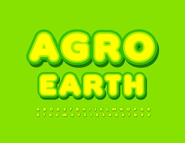 Векторная Стильная Концепция Agro Earth Забавный Яркий Шрифт Творческий Набор — стоковый вектор