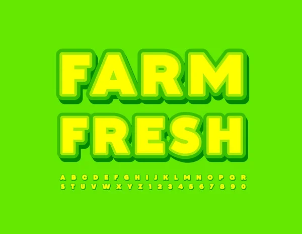 Vektorwerbung Emblem Farm Fresh Kreative Moderne Schrift Helle Buchstaben Und — Stockvektor