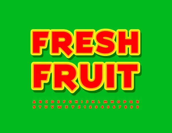 Διάνυσμα Προώθησης Φρέσκα Φρούτα Πολύχρωμη Γραμματοσειρά Σύνολο Γραμμάτων Και Αριθμών — Διανυσματικό Αρχείο