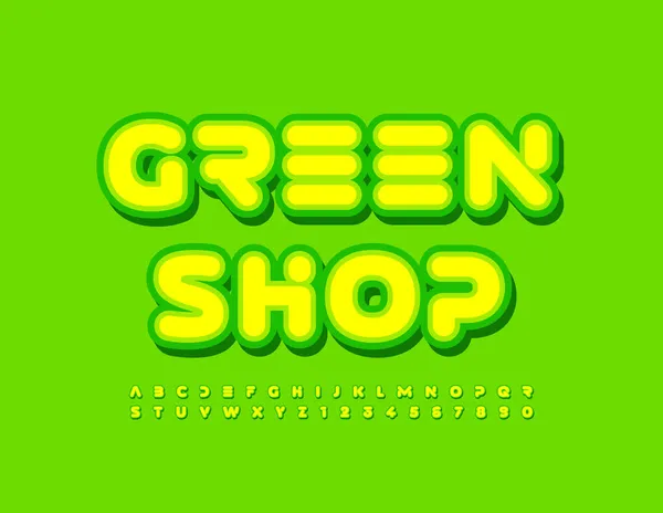 Vektor Kreativt Emblem Green Shop Abstrakt Stil Font Trendig Stil — Stock vektor