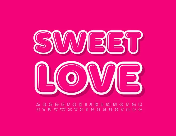 Carte Vectorielle Rose Sweet Love Police Brillante Mignonne Alphabet Artistique — Image vectorielle