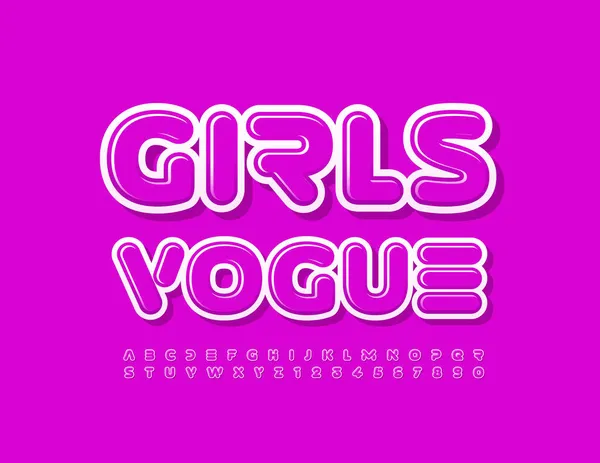 Vector Stylisches Schild Girls Vogue Violette Schrift Kreativ Set Aus — Stockvektor
