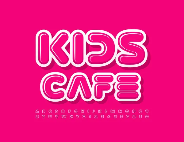 Vector Stylish Logo Kids Cafe Cute Pink Creative Alphabet Letters — Stock Vector