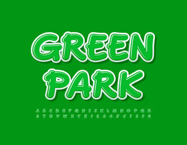 Vector Emblema Fresco Green Park Fuente Creativa Brillante Conjunto Letras — Vector de stock