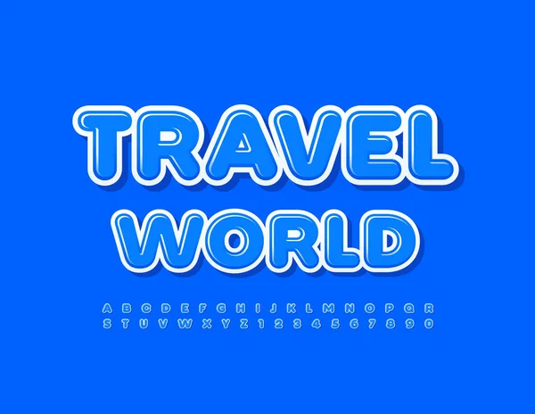 Vettoriale Creativo Segno Travel World Caratteri Lucidi Moderni Lettere Numeri — Vettoriale Stock